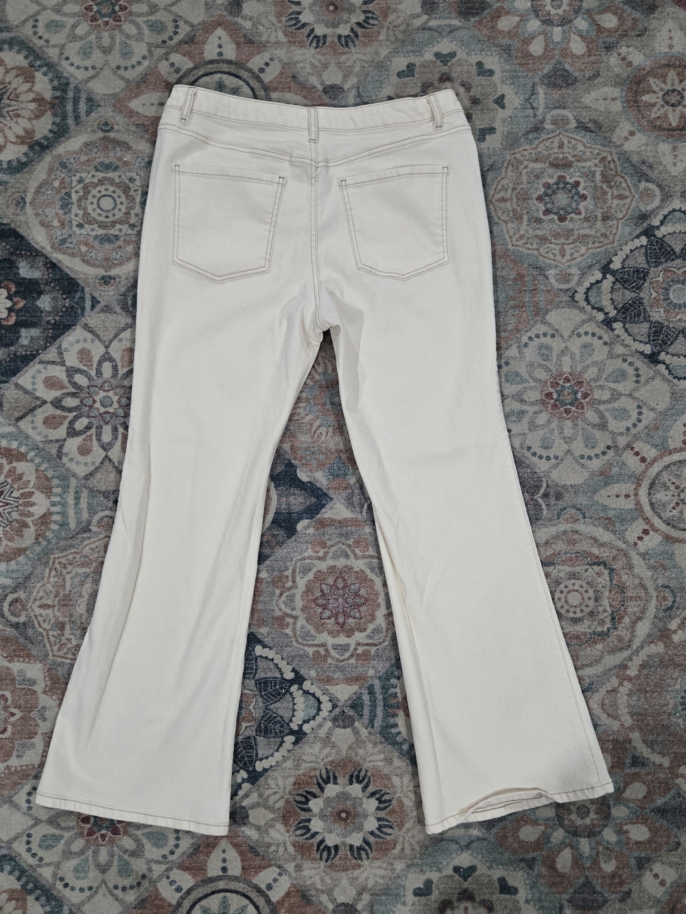 Future Collective Cream High Rise Flared Jeans Boho Western Sporty 14 - Picture 4 of 6